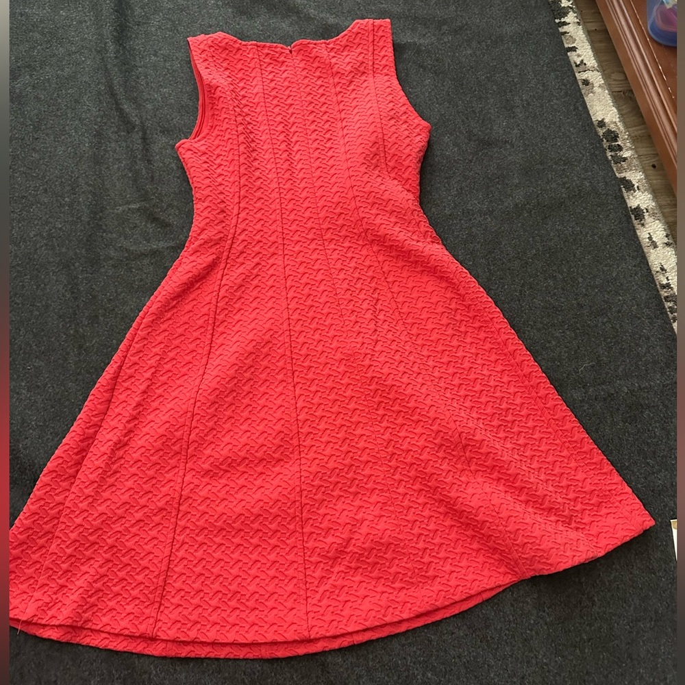 The Limited Coral Textured Fit-and-Flare Mini Dress
